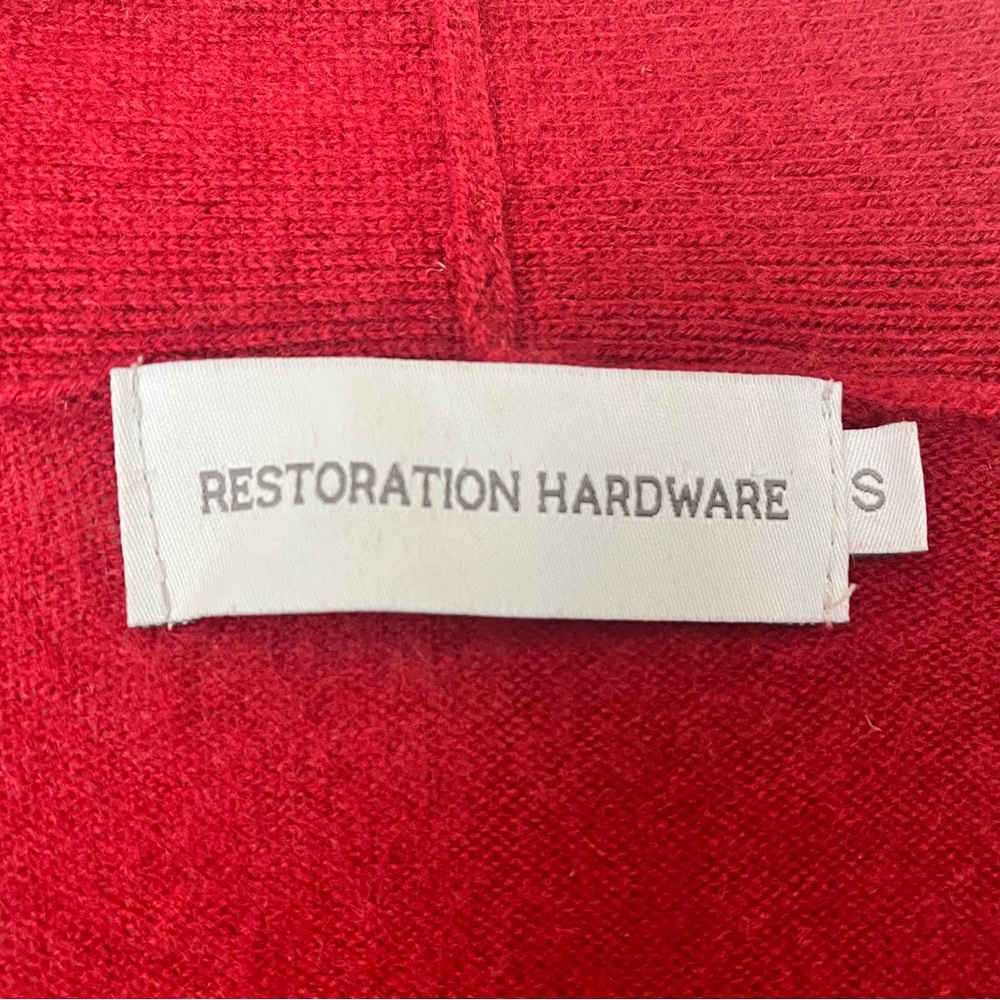 Restoration Hardware 100% Cashmere Long Robe Red Size S Quiet Luxury Romantic - Picture 3 of 5